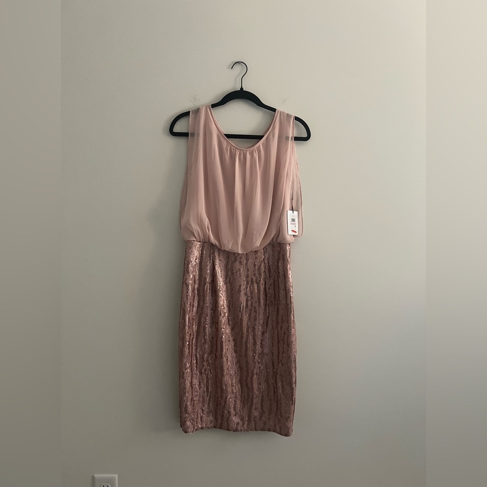 Calvin Klein Pink Sequin Blouson Dress Size 6 – Cocktail / Wedding Guest